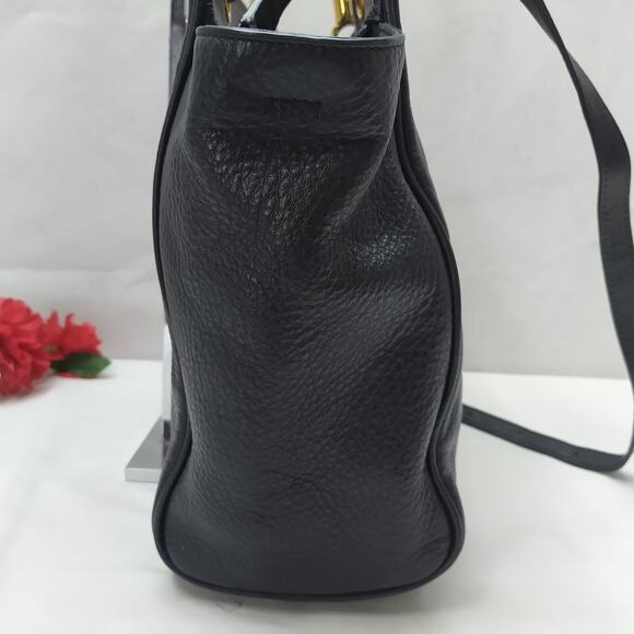 Marc Jacobs Black Pebbled Leather Double Handles Zipper Satchel Shoulder Bag - Picture 7 of 16